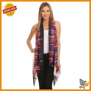 Large Lightweight Chiffon Sleeveless Draped Open Front Cardigan Vest